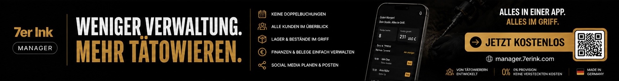 7er Ink Manager – Weniger Verwaltung. Mehr Tätowieren.